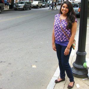 Blue, Pink, and Cream Floral Print Ruffled Blouse